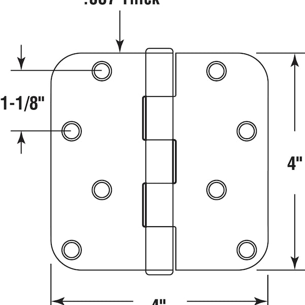 Door Hinge Residential Smooth Pivot, 4 In. With 5/8 In. Radius Corners, Matte Black 3 Pack